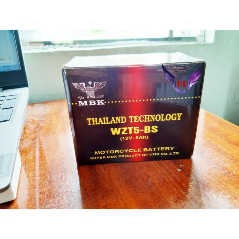Bình ắc quy khô THAILAND WZT5 12V-5Ah kích thước ,lắp cho các xe wave,air blade..vv