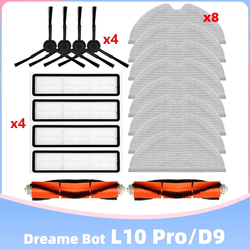 Dreame L10 Pro / D9 Pro / D9 Phụ kiện Phần vải lau nhà, Bàn chải chơi, Bàn chải bên, Bộ lọc cho phụ 