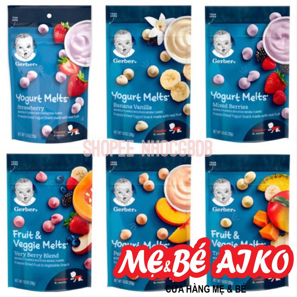 [Date T10/2020] Sữa chua khô Gerber các vị 28gr