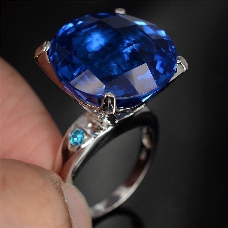 Nhẫn xi mạ bạc 925 đính đá Sapphire Sapphire