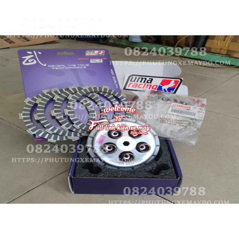 Combo nồi Uma Racing 5 lò xo + bố nồi Uma Racing + lá sắt hãng Yamaha dành cho Exciter 150
