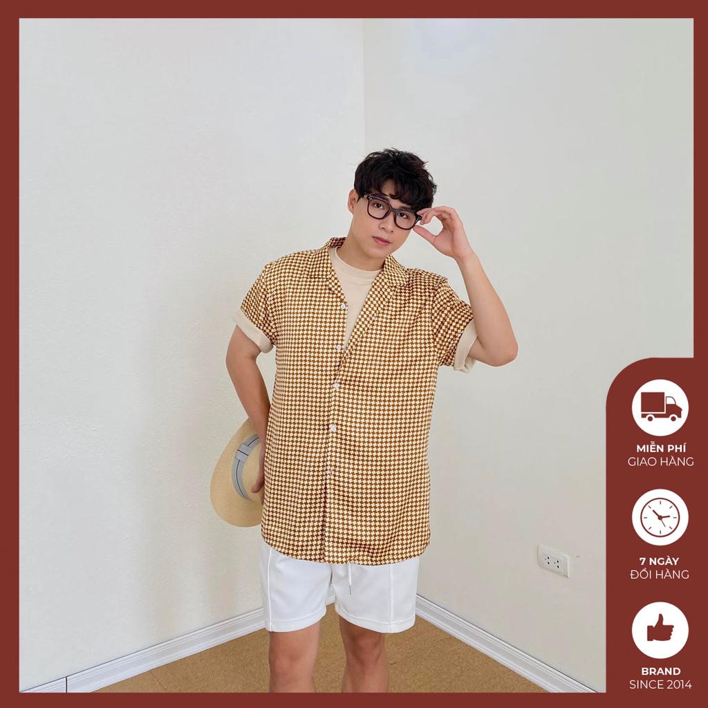 Sơ mi cổ vest Độc Menswear họa tiết mát mẻ mùa hè -  SM432