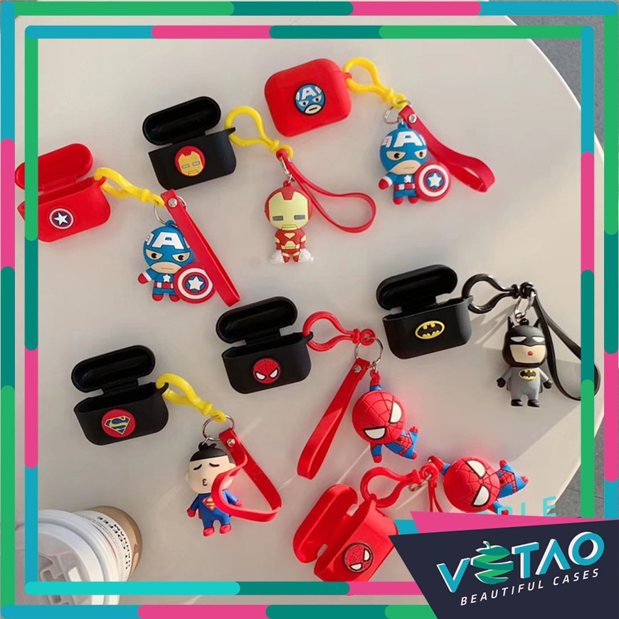 Vỏ silicon bảo vệ tai nghe, Ốp airpod pro Siêu Anh Hùng + Mô Hình
