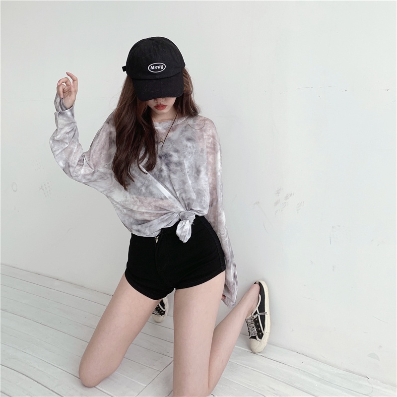 Áo Thun Tay Dài Dáng Rộng Màu Nhuộm Thời Trang Mùa Hè Cho Nữ | BigBuy360 - bigbuy360.vn