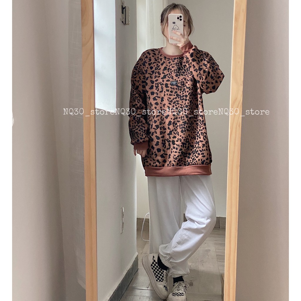 Áo Sweater NQ30 Nỉ Bông Hoạ Tiết Da Báo Nam Nữ Unisex | BigBuy360 - bigbuy360.vn