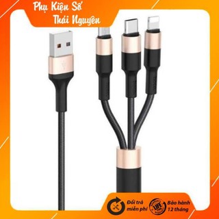 Cáp Sạc 3 Đầu Hoco X26 Ligting Micro Type C Iphone Android( Hàng chính hãng BH 12 Tháng).