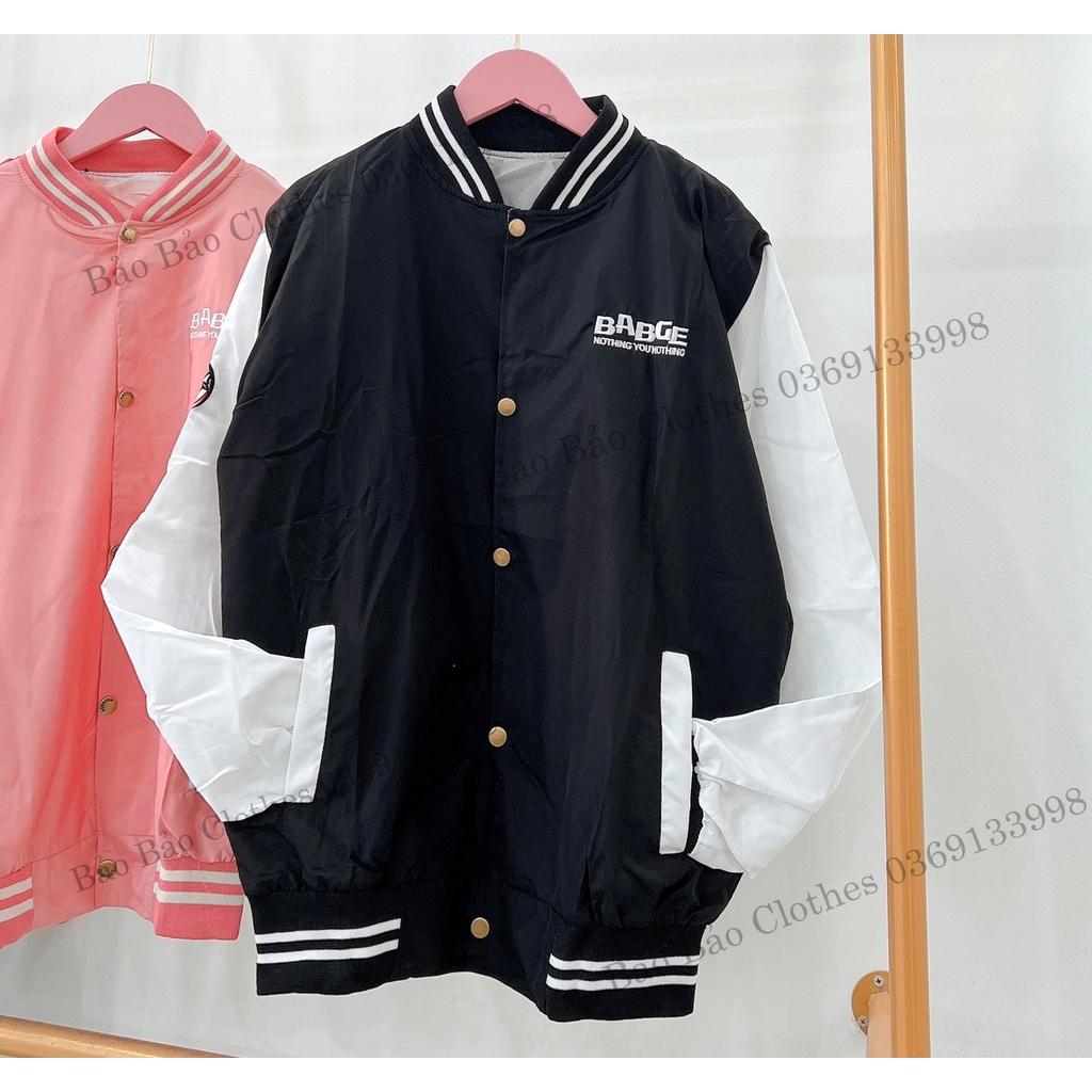 Áo Khoác Gió Bomber Bab Phối Tay Bo Tay Bồng Nam Nữ Unisex Dáng Rộng Bassic