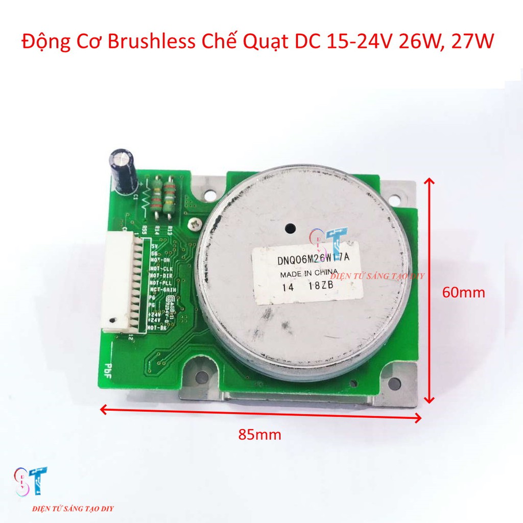 Động Cơ Brushless Chế Quạt DC 15-24V 26W, 27W Kèm Điều Tốc và mạch xung