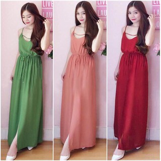 Đầm maxi dễ thương cổ rớt đi biển maxi15