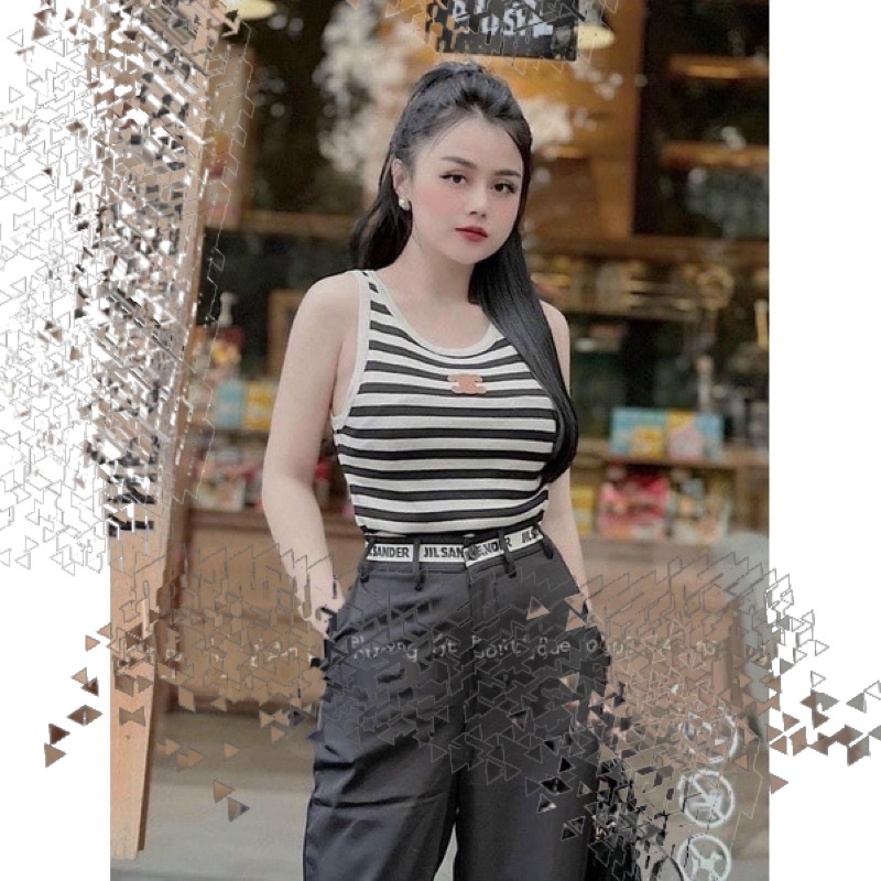 ÁO BA LỖ SỌC THÊU CROPTOP ÔM BODY B6