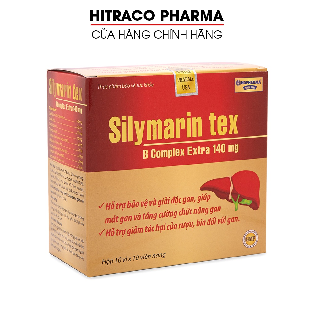 Viên uống bổ gan Silymarin Tex mát gan, giải độc gan - Hộp 100 viên [Silymarin Tex Đỏ]