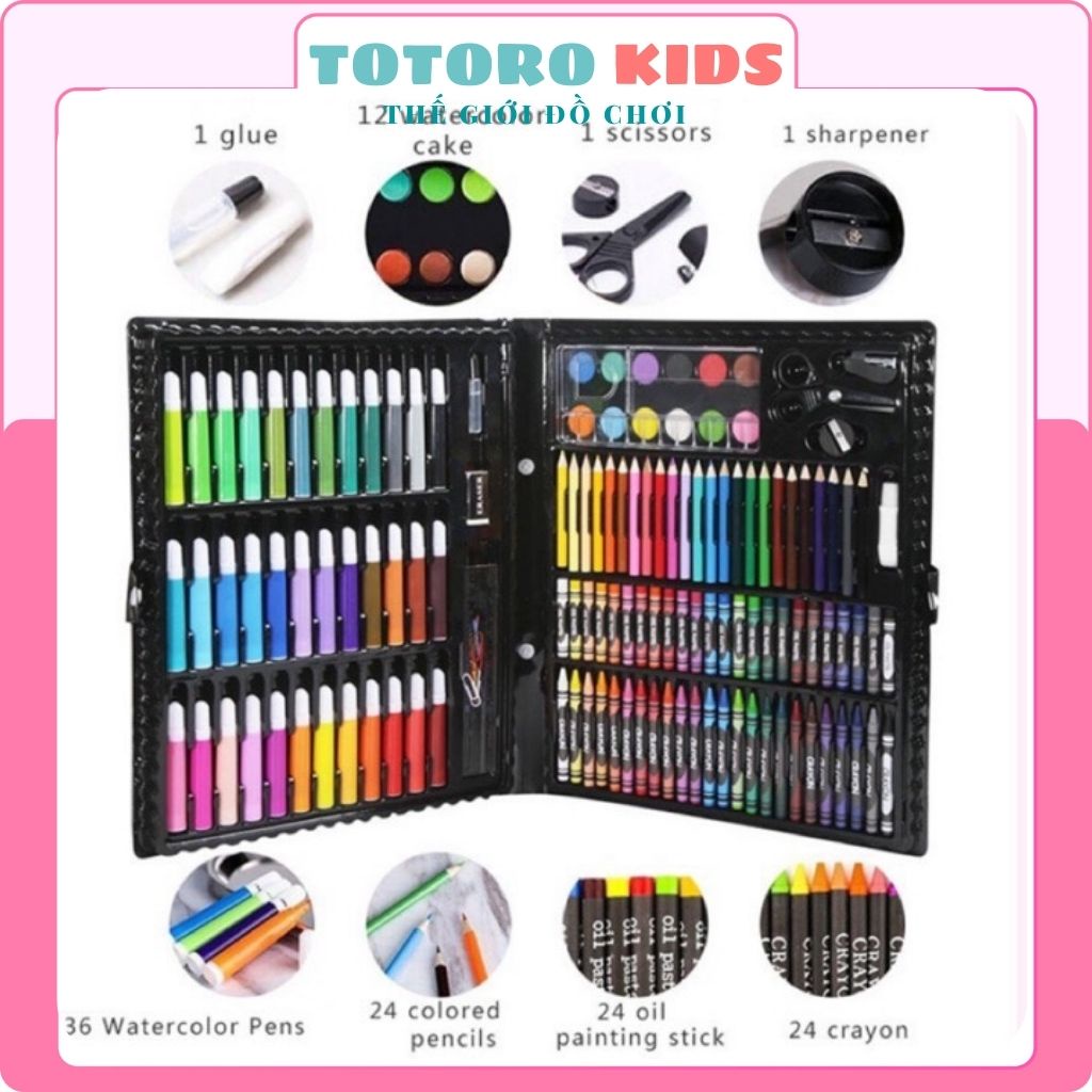 Bộ hộp bút tô màu 150 chi tiết cho bé gái trai thỏa sức sáng tạo