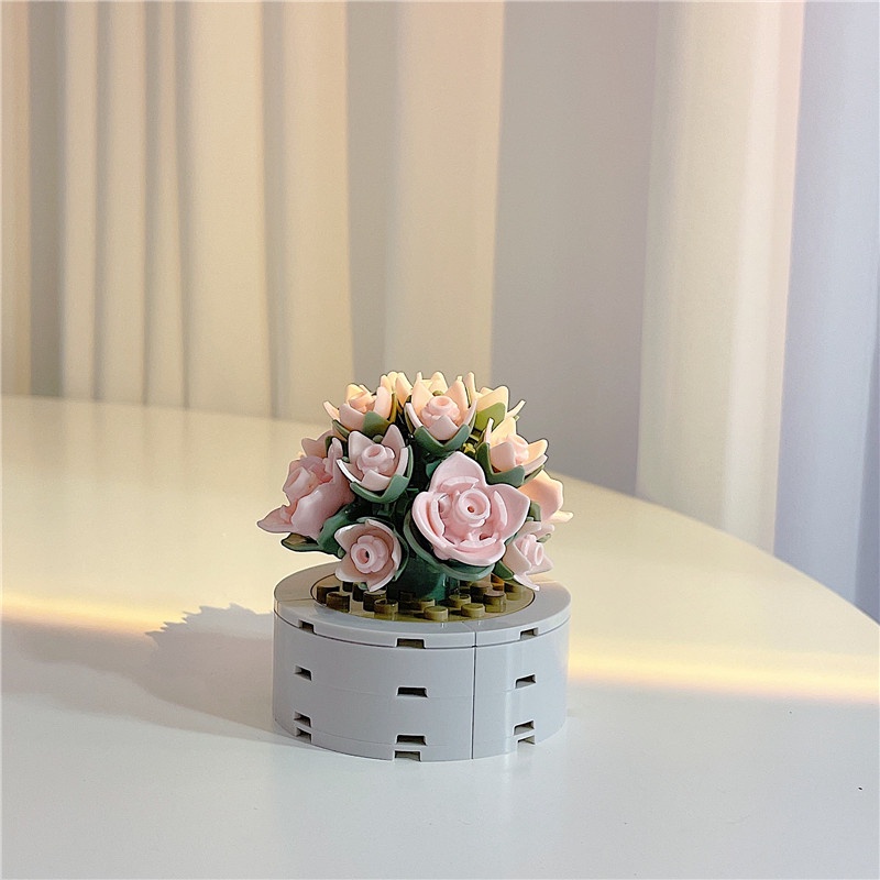 Khối Xếp Hình Bó Hoa Sáng Tạo DIY Dành Cho Trang Trí