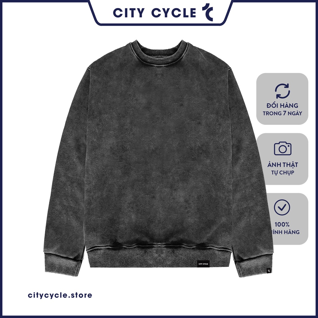 Áo sweater nỉ unisex acid trơn City Cycle - áo sweater loang form rộng in hình Local Brand