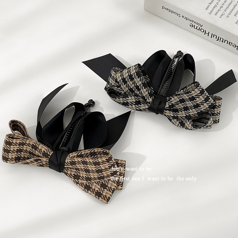 Kẹp Tóc Đính Nơ Họa Tiết Caro Xinh Xắn Cho Nữ