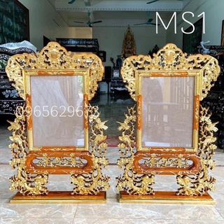 Khung ảnh mai hoá gỗ gụ thiếc vàng