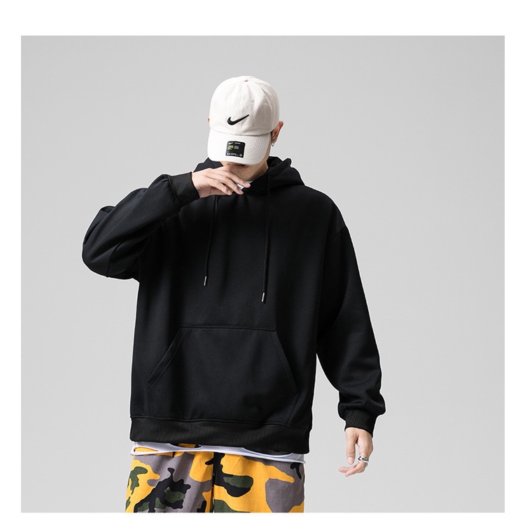 Áo Hoodie trơn nỉ bông cao cấp mềm mịn Unisex (Đen, Trắng)