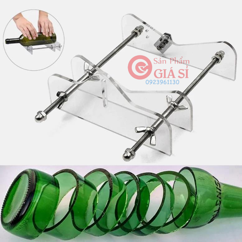 Dụng cụ cắt chai thủy tinh .Thiết kế có thể điều chỉnh, dễ dàng cắt chai thủy tinh ở các kích thước khác nhau, ❤️freeshi