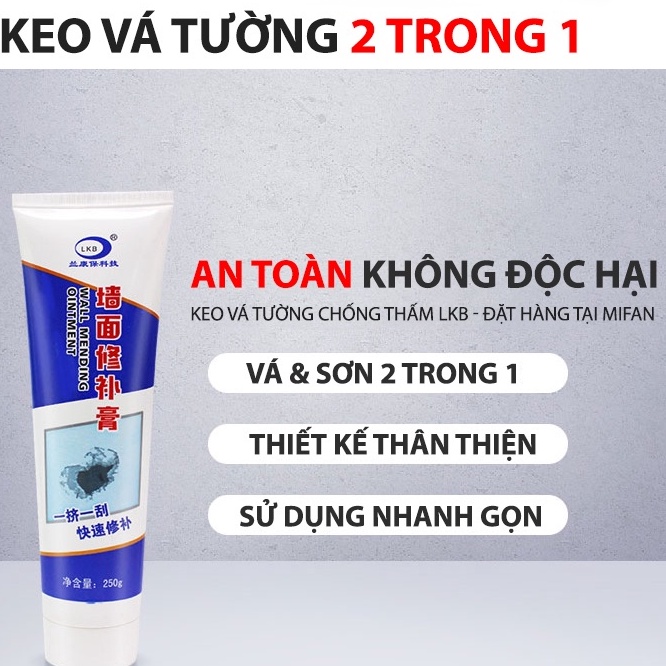 Keo Vá Tường Chống Thấm LKB 250gr-trám vết bẩn tường chống mốc