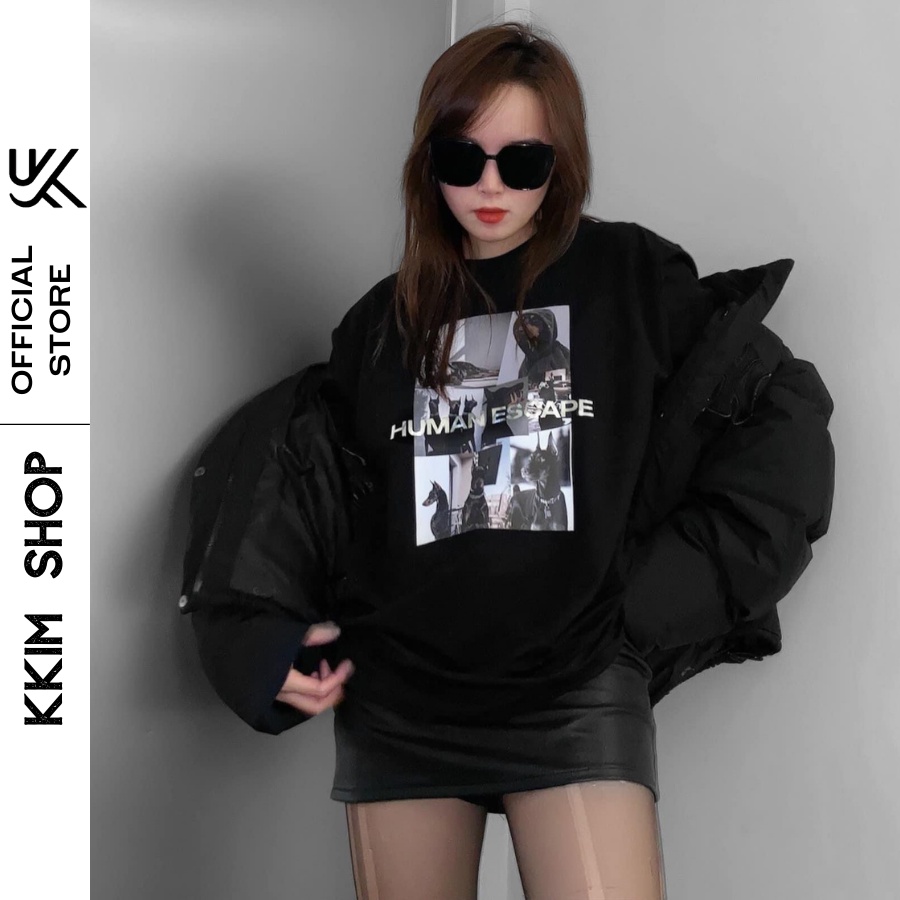 Áo Thun Tay Lỡ Chó Doberman, Form rộng oversize, áo phông unisex, chất liệu Cotton Thái - KKIM Shop