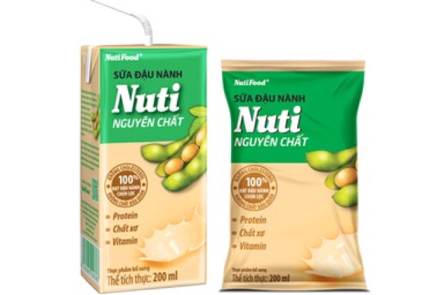 Thùng sữa đậu nành Nuti Nutifood loại hộp có ống hút 200ml (36 hộp/thù