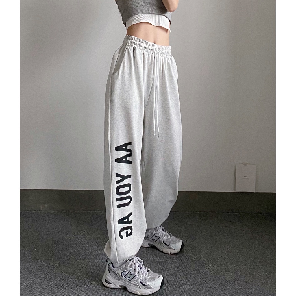 NRVP Quần Thể Thao Nữ Ống Rộng Phong Cách Thời Trang Đường Phố Hàn Quốc Mới