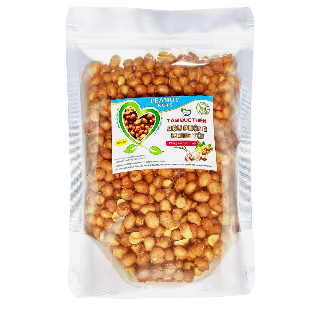 Combo 2 Túi: Đậu Phộng Rang Tỏi Ớt 500G và Bánh Tứ Quý: Khoai Tây Phô Mai &amp; Vỏ Sò &amp; BimBim &amp; Hà Lan 205G Tâm Đức Thiện