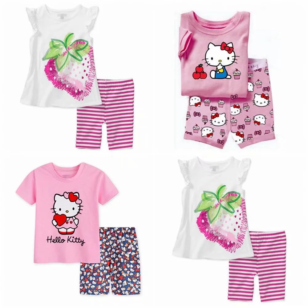 Bộ đồ ngủ dành cho bé gái in hình mèo Hello Kitty