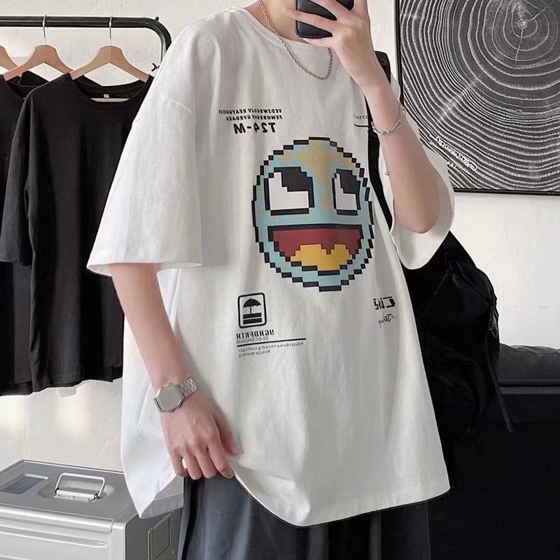 Áo Thun Tay Ngắn Dáng Rộng In Chữ Thời Trang Mùa Hè Phong Cách Hàn Quốc Cho Nam Size M-8XL