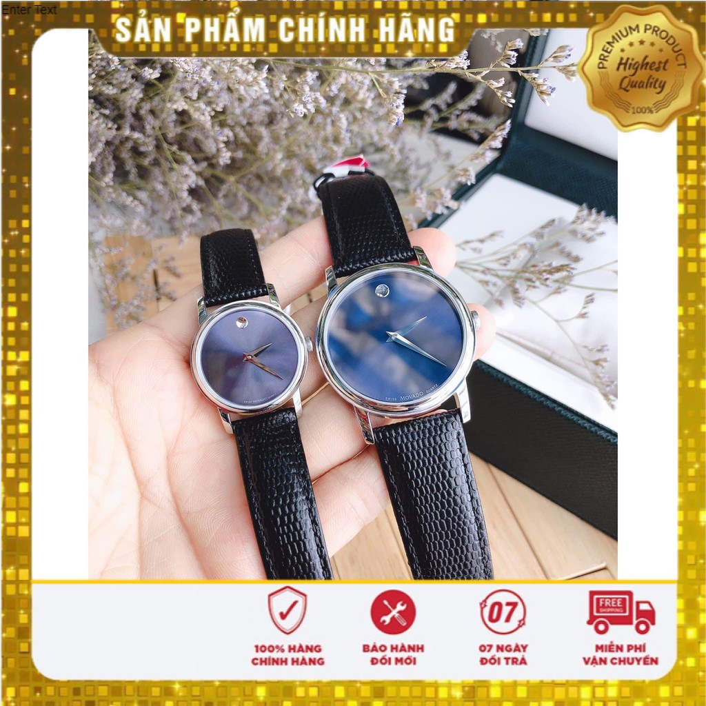 Đồng Hồ Nam Movado Museum Blue 2100009 & Nữ Movado Museum Blue 2100010