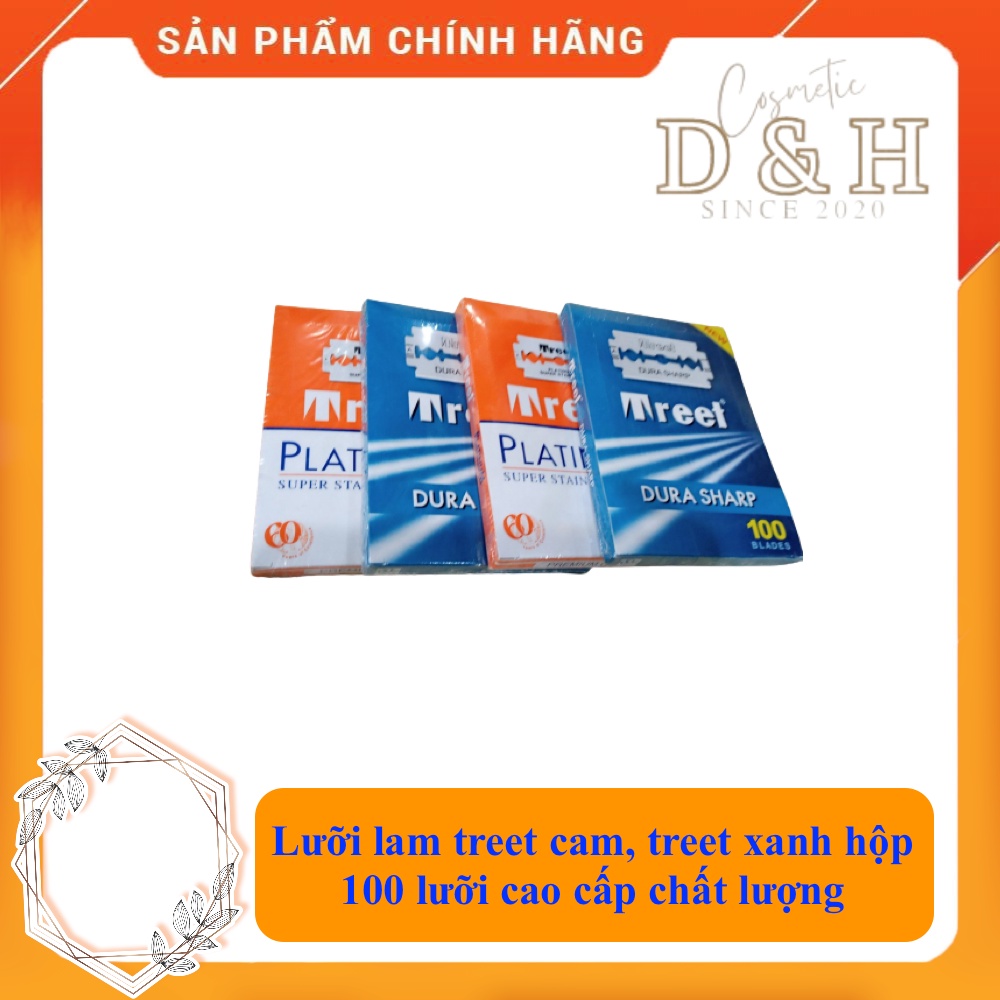 Lưỡi lam treet cam, treet xanh hộp 100 lưỡi cao cấp chất lượng