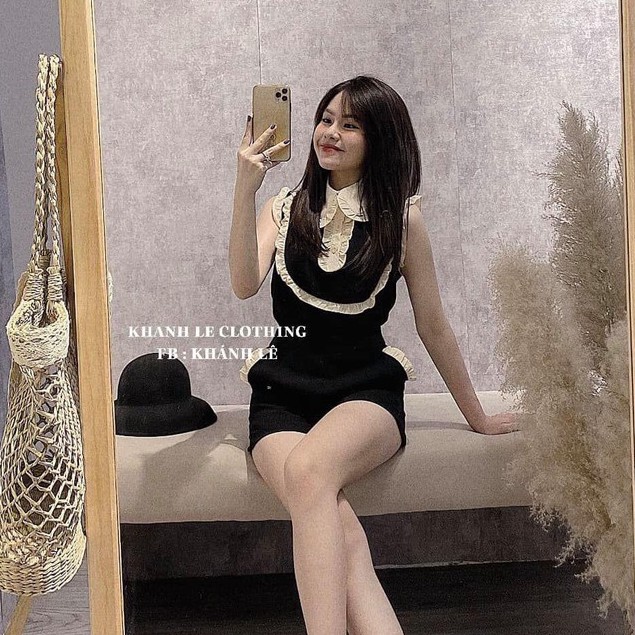 Set Viền Bèo Tiểu Thư Áo Sát Nách Mix Quần Sort Siêu Xinh