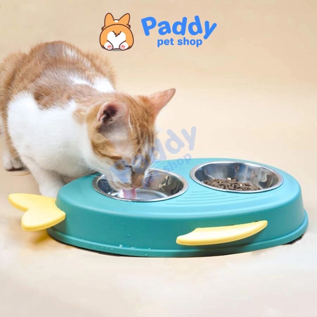 Bát Ăn Đôi Hình Cá Cho Chó Mèo