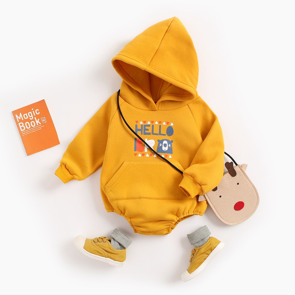 Áo Liền Quần Sanlutoz Có Mũ Màu Vàng Thời Trang Mùa Đông Cho Trẻ Em