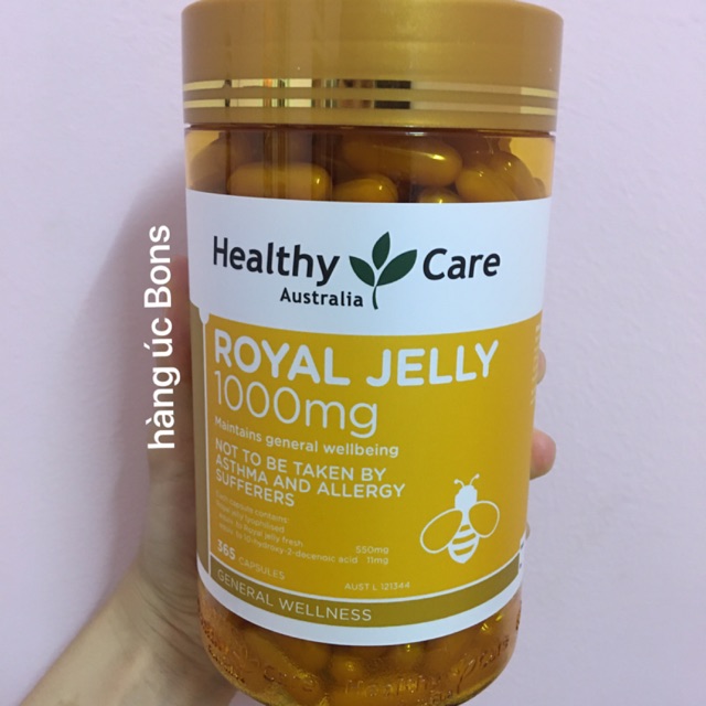 Viên Uống Sữa Ong Chúa HEALTHY CARE ROYAL JELLY 1000mg của Úc 365viên