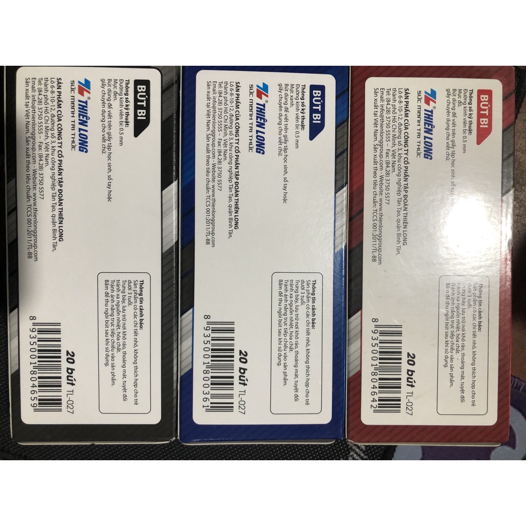 Hộp 20 Bút bi Thiên Long 027 nét 0.5mm Chính Hãng