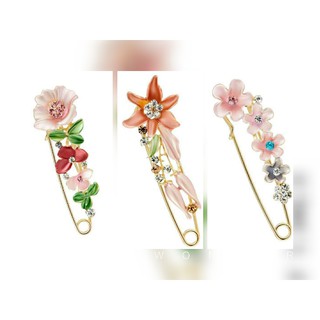 Trâm cài áo, khăn choàng cổ phong cách vintage hình hoa đính đá lấp lánh