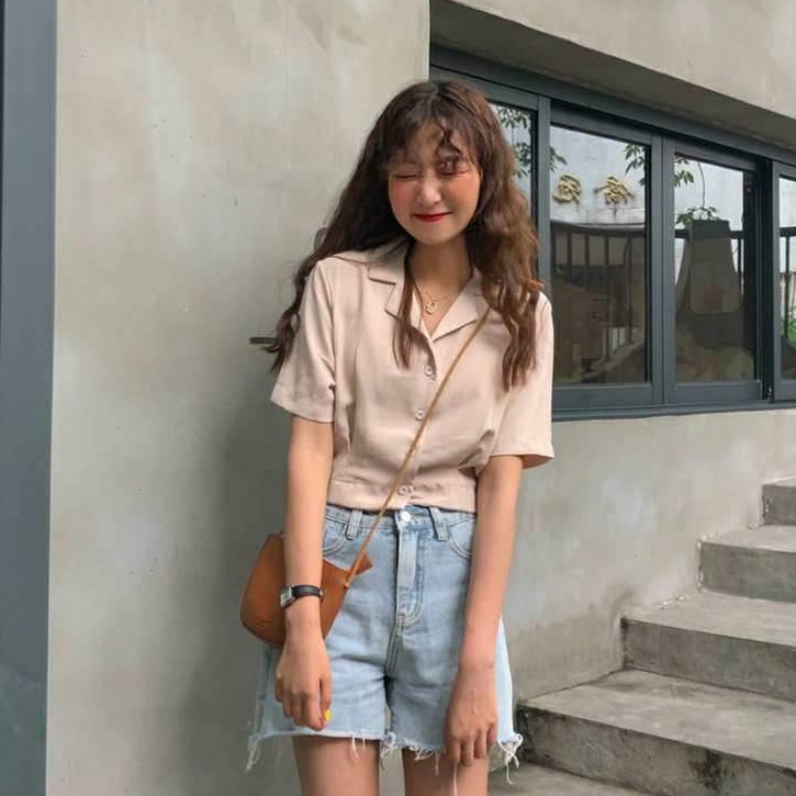 NUZIRO  Áo Sơ Mi Voan Tay Ngắn Kiểu Dáng Đơn Giản Hợp Thời Trang
