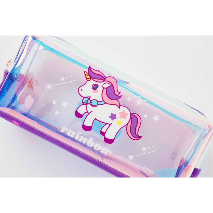 Túi Đựng Bút ARTBOX Hàn Quốc PVC Màu Tím In Hình Kỳ Lân Hologram
