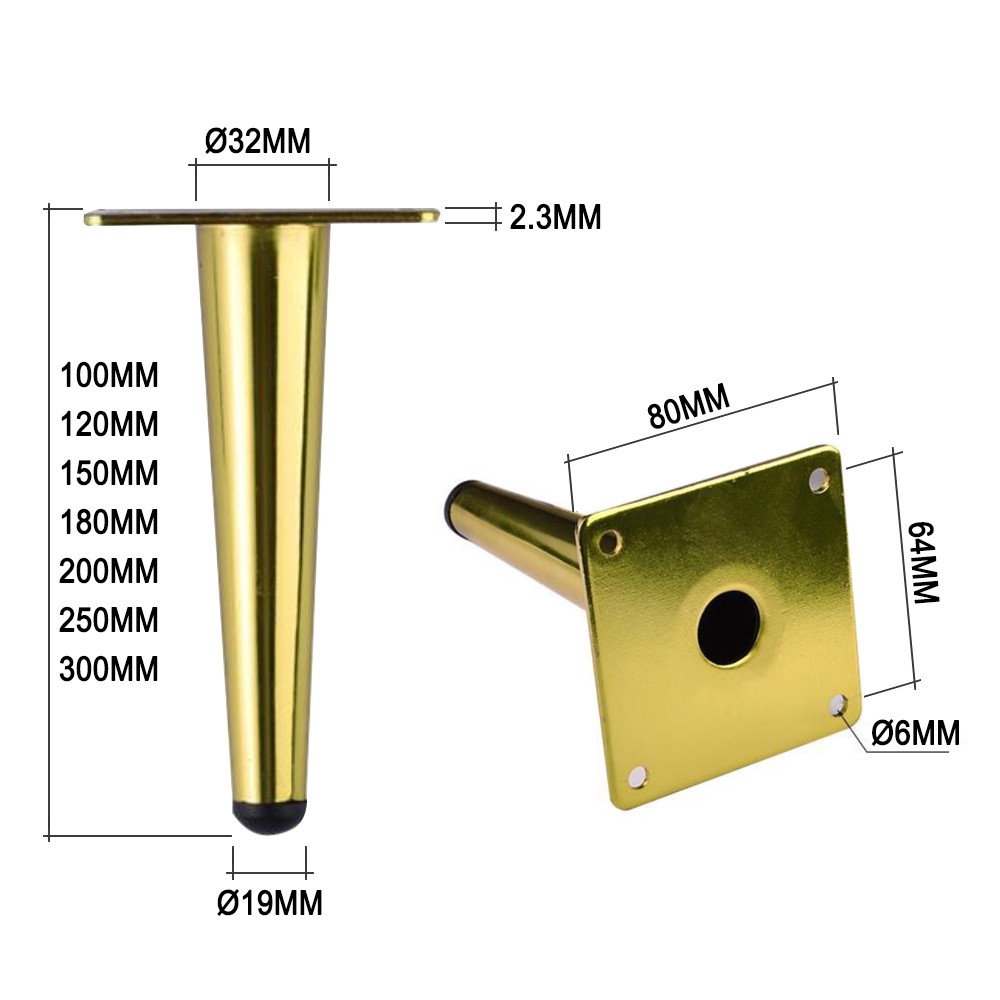 Onuobao bàn chân đồ nội thất côn với vít 10-40cm Màu đen/màu vàng 1pcs