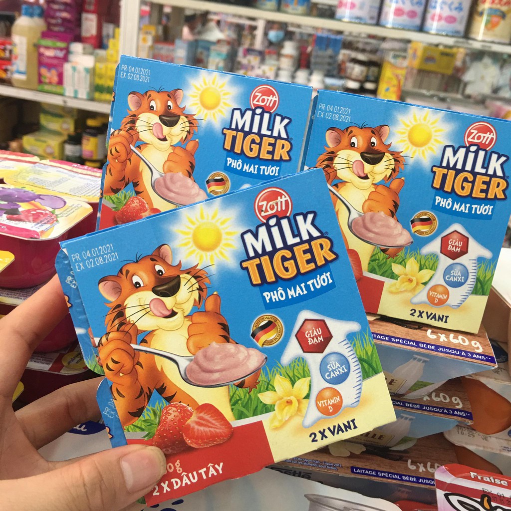 Phô mai tươi Milk Tiger Zott lốc 4 hộp x50g