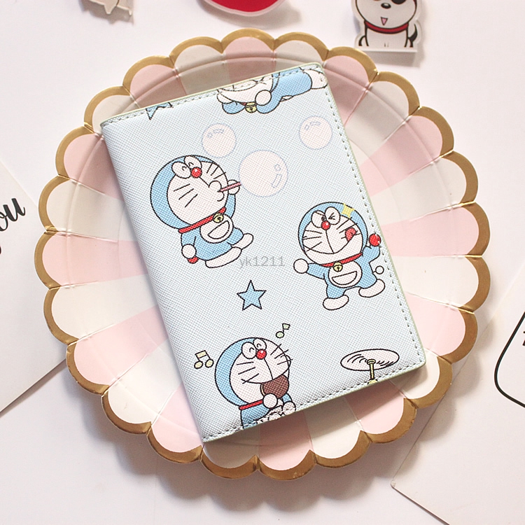 Doraemon Túi Đựng Hộ Chiếu / Vé / Hộ Chiếu Họa Tiết Hoạt Hình Đơn Giản Giá Đỡ