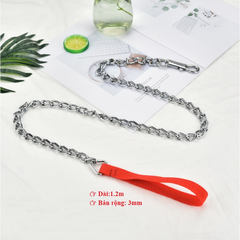 (MẪU MỚI) DÂY DẮT CHÓ BẰNG KIM LOẠI CÓ TAY CẦM BẰNG NỆM (CHỈ CÓ DÂY) - LOVE PETS SHOP