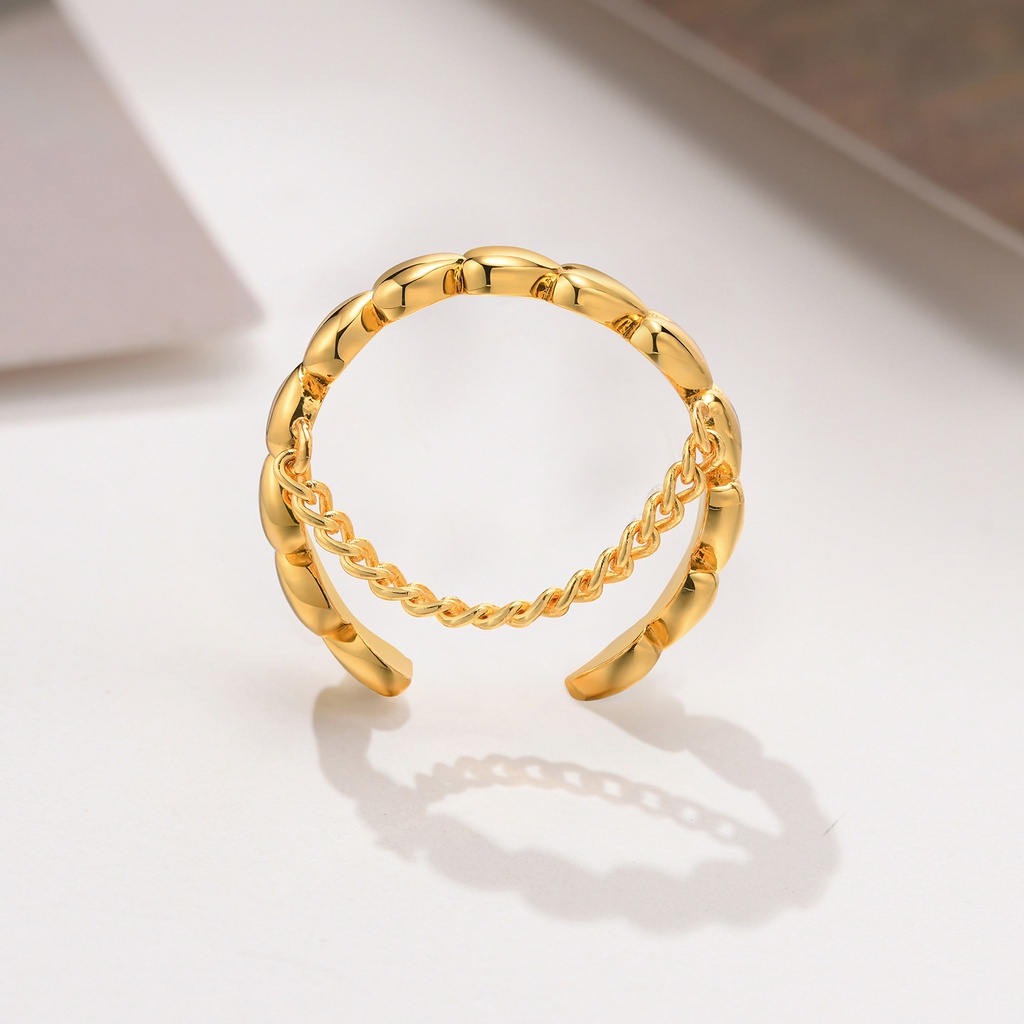 Vnox Nhẫn Đeo Tay Kim Loại Hình Trái Tim Hai Lớp Thời Trang