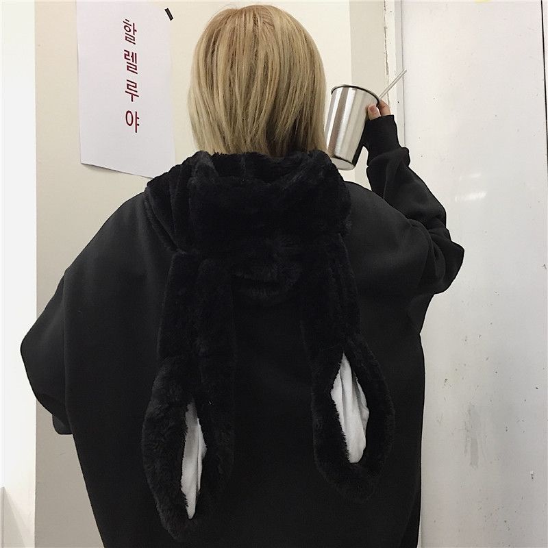 Áo hoodie nỉ bông tai thỏ dài siêu to khổng lồ đáng yêu, mũ lông mềm mịn unisex nam nữ