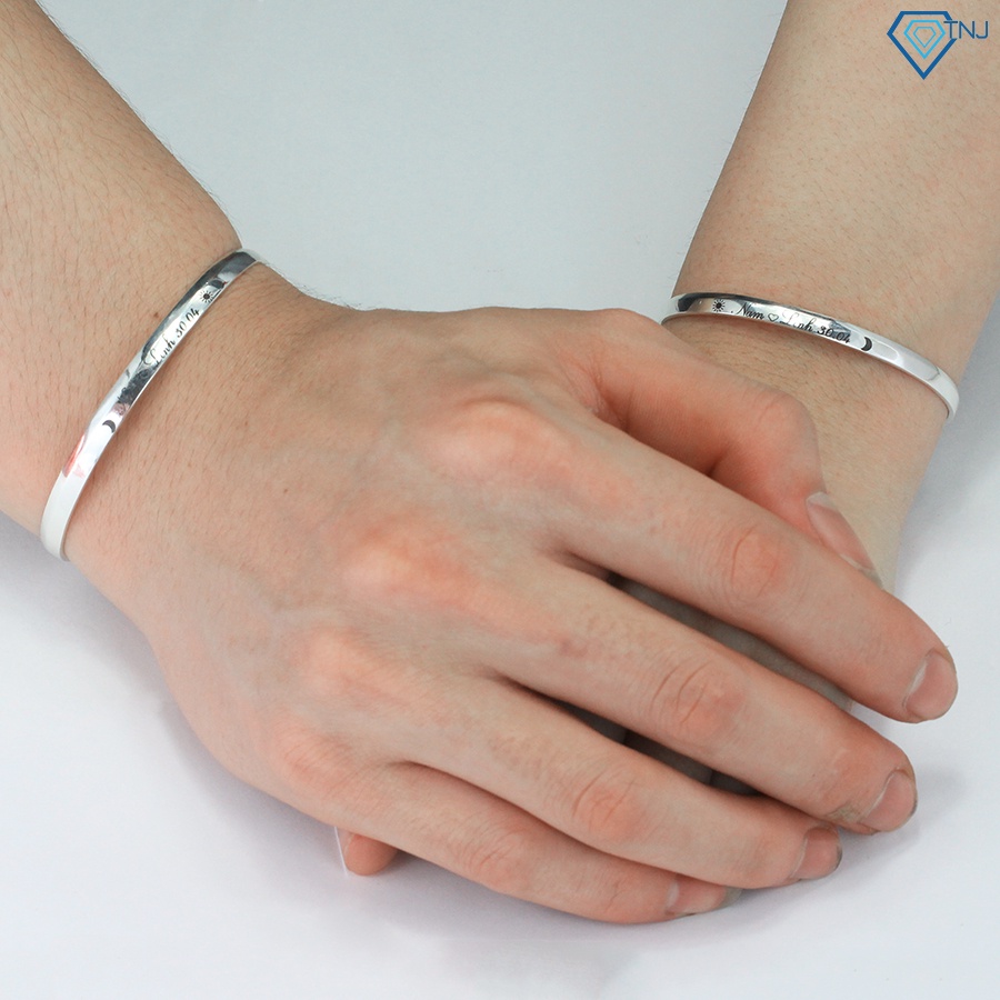 Lắc bạc đôi khắc tên dạng kiềng LTD0030 - Trang Sức TNJ