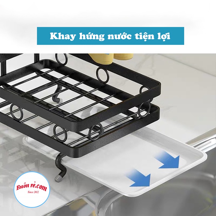 Kệ nhà bếp để nước rửa chén, khăn lau bát đĩa tiện lợi Phú Khang– Giá treo đồ nhà tắm dán tường có khay hứng nước