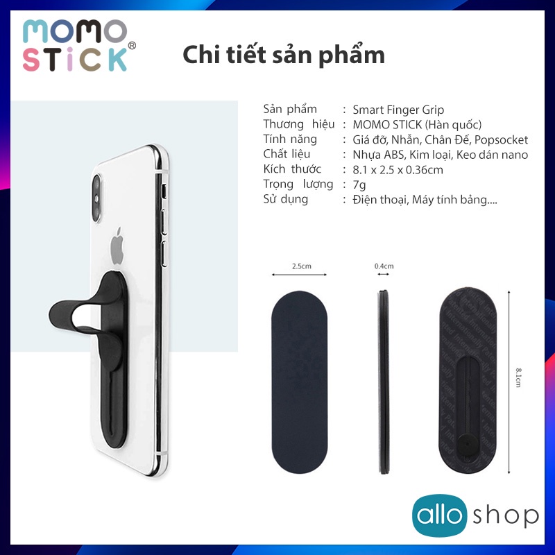 Giá Đỡ Nhẫn Điện Thoại MomoStick Suede Series, Smart Finger Grip 3 in 1 Đa Năng, Dùng Cho Tất Cả Điện Thoại