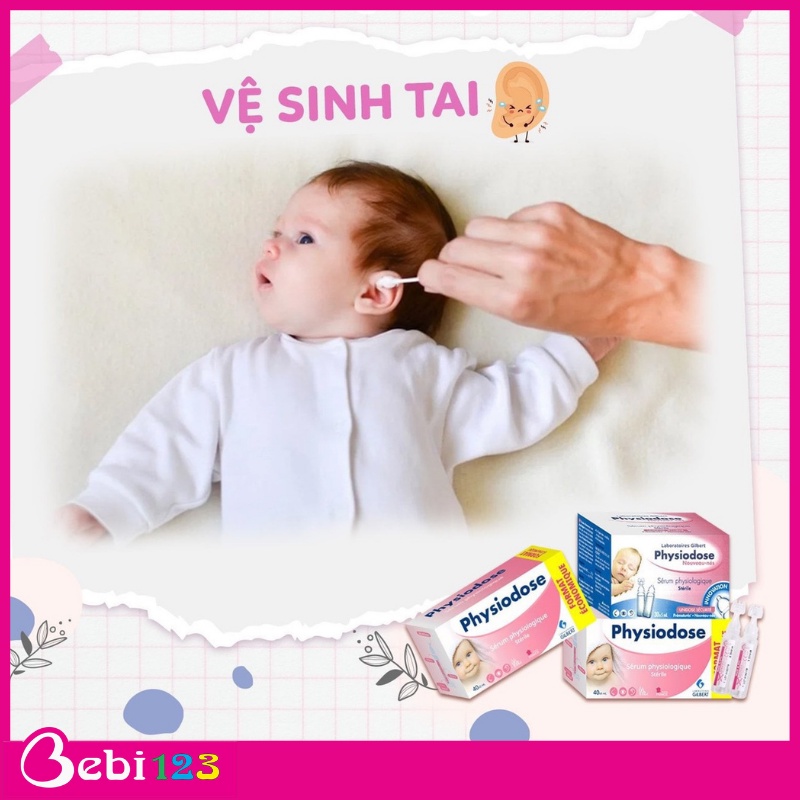 Nước muối vô trùng, nước muối sinh lý Physiodose  vệ sinh cho bé mỗi ngày