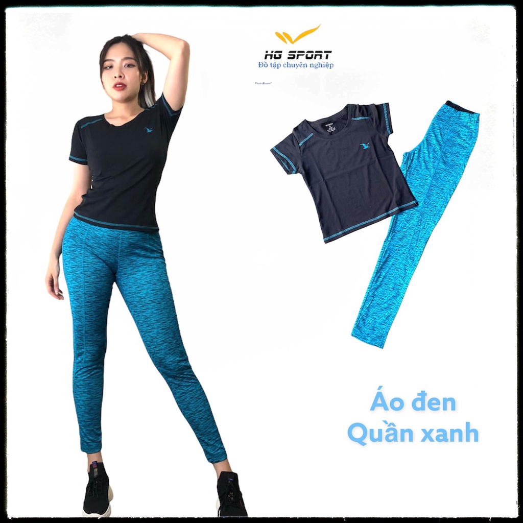Đồ Tập Gym Bộ Đồ Tập Yoga , Thể Thao Nữ Quần Dài Lưng Cao, Áo Ngắn Tay Hg Sport SD05